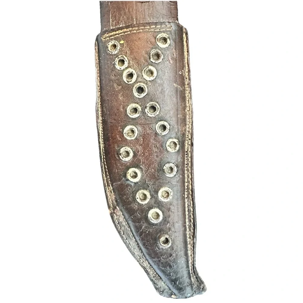 Antique Mexican Eagle Head Pommel Saddle Sword Ivory Style Grip Leather Military